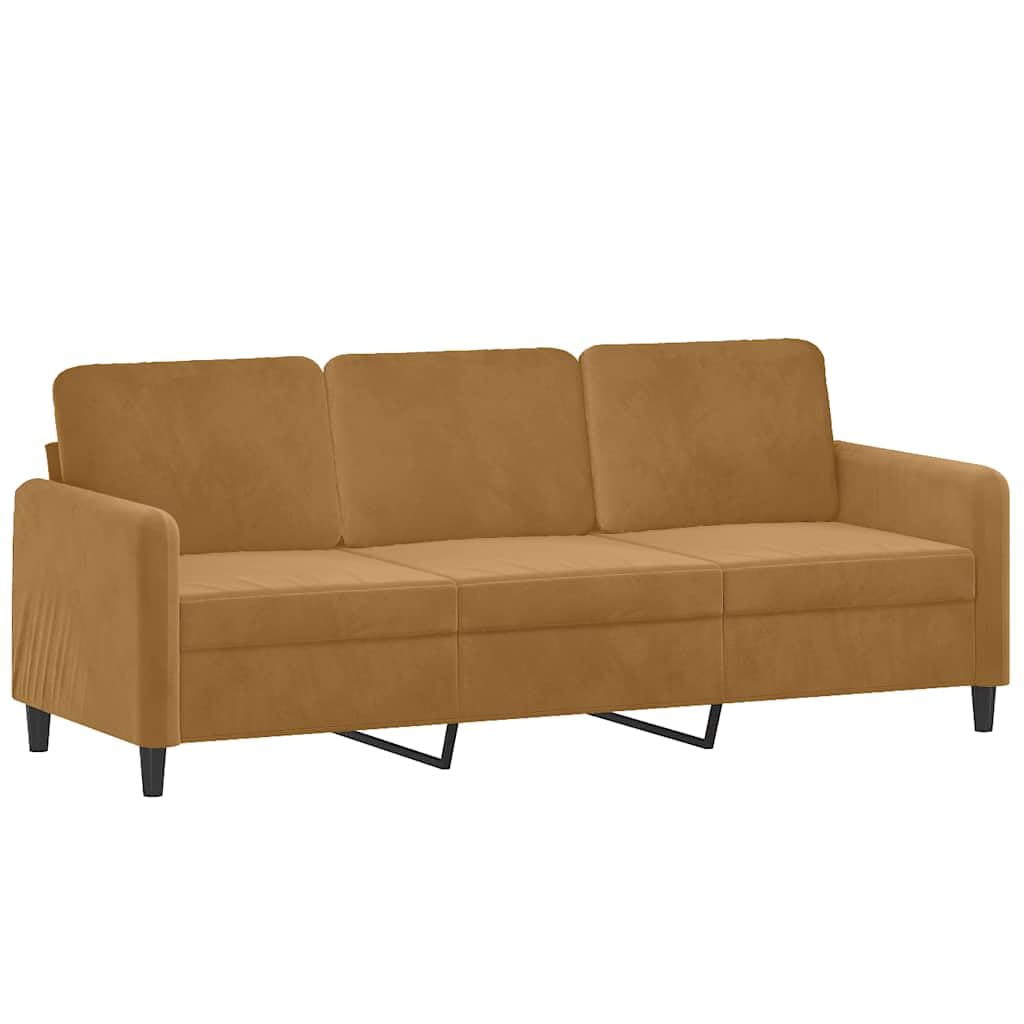 Canapé 3 Places Marron en Velours avec Repose-Pieds inclinable, Meuble de Salon Moderne, canapé modulable avec Espace de Rangement, idéal pour séjour ou Appartement