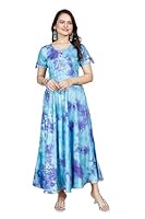 MEESORRA Round Neck Designer Long Anarkali Kurti (58) Blue