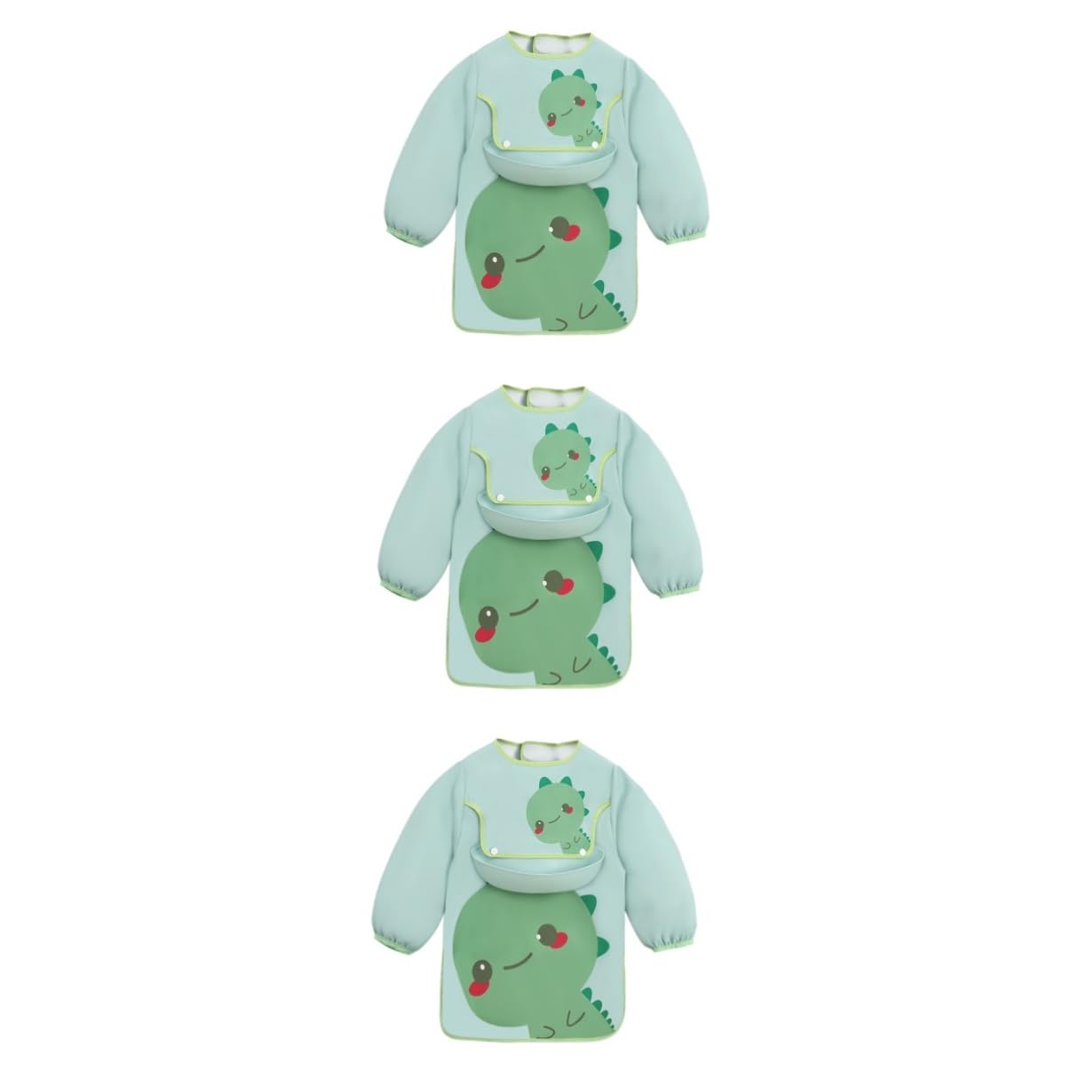 ifundom 3piezas Babero De Manga Para Bebés Delantal De Comida Con Bolsillo y Resistente Para Alimentación Infantil