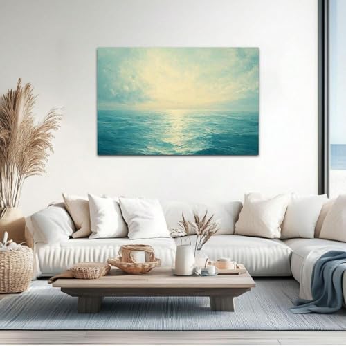 Toile paysage marin bleu pour illuminer un salon sombre 61x92