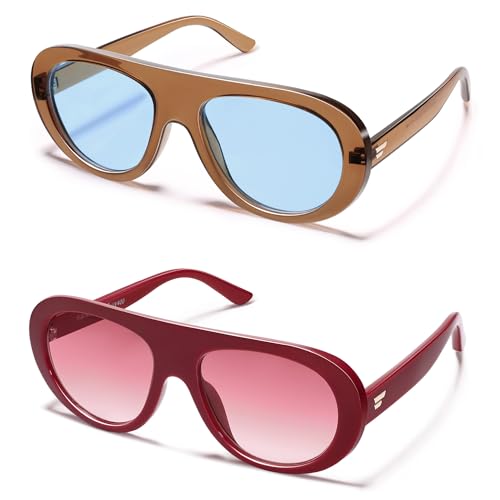 Image of VANLINKER Oversized Retro Aviator Sunglasses for Women Men Chic 70s Vintage Style Trendy 2026 Chunky Sun Glasses VL9865
