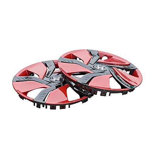 XhuangTech 4Pcs/Set Car Chrome Wheel Rim Skin Cover Hub Caps Hubcap Wheel Cover (Red & Black, 15inch)
