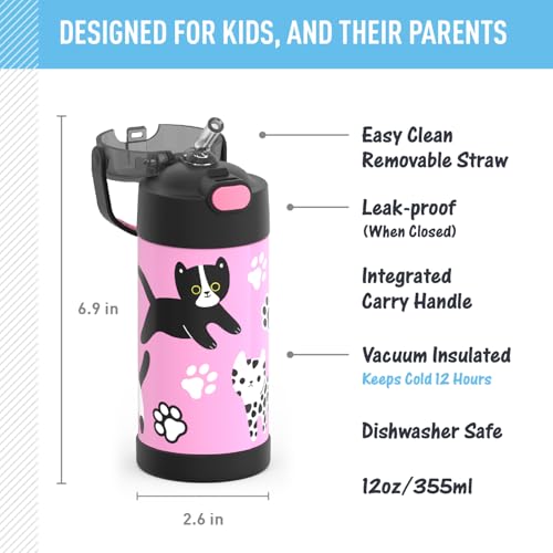 Image of THERMOS FUNTAINER Water Bottle with Straw, 12oz, Kittens