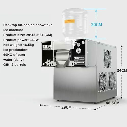 Commercial Snowflake Ice Machine - Stainless Steel Shaved Ice Maker for Snow Cones, 60kg Capacity, Perfect for Snack Bars, Parties, and Events - High Efficiency Ice Shaver.,60kg