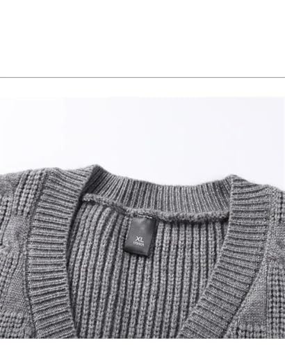 Men's Winter Business Casual Thick Knitted Sweater Vest Solid V Neck Sleeveless Loose Pullover Waistcoats4