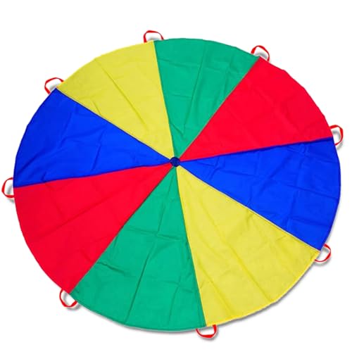 Image of Parachute 13ft / 16.4ft / 20ft - Kids Play Gymnastics Parachute with Handles for Group Team Cooperative Games,Indoor Outdoor Gym Class Rainbow Parachute Birthday Church VBS Activity Supplies