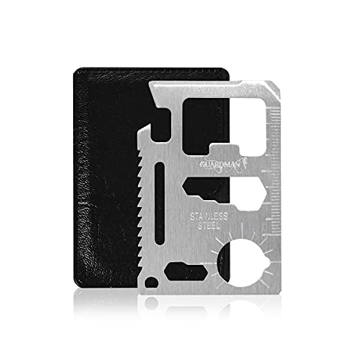 GUARDMAN 11-in-1 Survival Credit Card Multitool – Fathers Day Stocking Stuffer Christmas Gift – Multipurpose Tactical Wallet Tool With Bottle Opener, Survival Knife For Men Birthday Dad