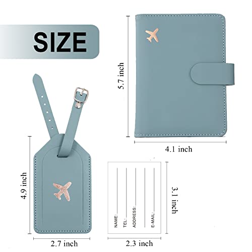 Melsbrinna Rfid Passport Holder for Travel women/Men Set Travel Suitcase Tag, Cute Passport Wallet Rfid Blocking Card Slots, Rfid Passport Cover/CaseTravel Wallet (Green1)4