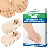 ViveSole Toe Splint [Pair] - Hammer Toe Straightener - Joint Realign Cushion Brace for Claw, Curled, Crooked Toe - Metatarsal Support Loop Guard Alignment Corrector Wrap for Tendon, Broken Toe Surgery