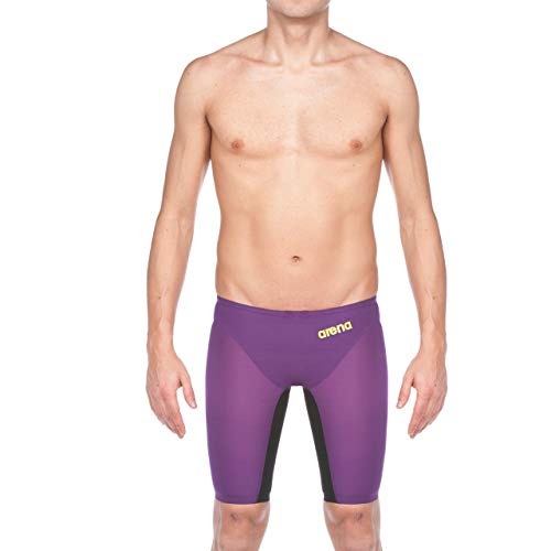 Arena Men\'s Powerskin Carbon Air Swim Jammer, Plum/Fluo Yellow, 32