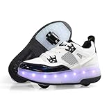 [amandpm] ローラーシューズ 光る靴 子供靴 ローラースケート靴 発光シューズ 白 黒 可愛い キッズ USB充電 LEDライト ダンス クリスマス ハロウィーン ギフト 二輪タイプ 男女兼用 19.0cm-26.0cm