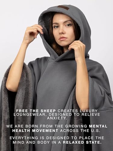 Image of FREE THE SHEEP Eden Hoodie - Oversized Weighted Hoodie Cloak with Ultra-Soft Faux Fur Liner