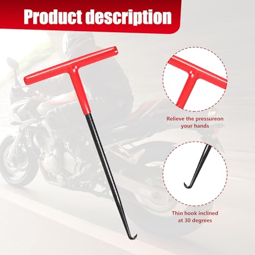 Image of 2 PCS Motorcycle Exhaust Spring Hook, 6.4 inch x 3.1 inch T-handle Exhaust Pipe Spring Disassembly and Assembly Hook, Spring Puller Disassembly Tool, Universal for Motorcycles and Off-road (Red)