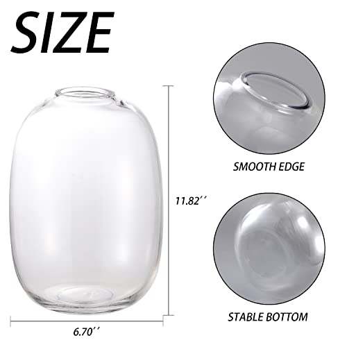 Yanwe1 Clear Glass Vase, Large Glass Vase, Tall Flower Vase, Floor Vase, Modern Vase, Decorative Vase For Living Room, Dining Table, Mantle, Shelf, Wedding, Office, Bookshelf, Entryway, 11.8 Inches #TOP1