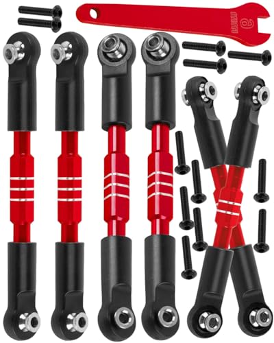 RC Adjustable Turnbuckles Camber Links Steering Links Upgrades Part for 1/8 Typhon 4WD 3S MEGA 550 BLX,1/10 Big Rock 4X4 V3 3S BLX RC Car,Tie Rod Set Link Linkage Rod Adjustable,Red(6PCS)