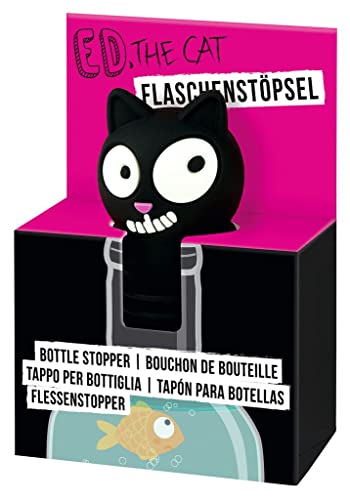 Bouchon de bouteille chat Ed the Cat moses. en silicone noir