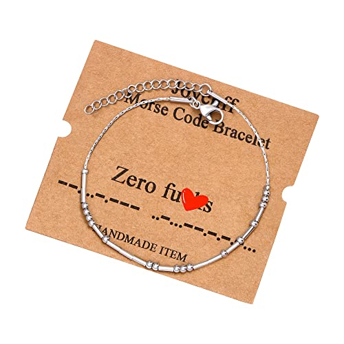 Image of JoycuFF Inspirational Morse Code Bracelets for Women Silver Beads Jewelry Encouragement Mantra Gifts for Her