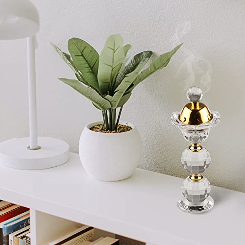 Kokorona Crystal Incense Burner Bakhoor Burner Arabian Diffuser Frankincense Resin Burner Home Deco Aromatherapy Ornament For Yoga Meditation Spa, Flower-Shape L #TOP5