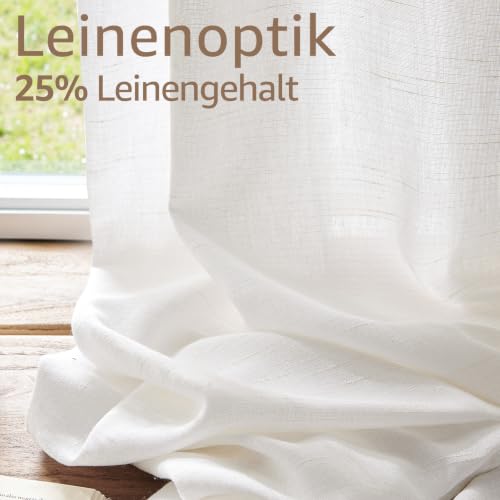 TOPICK Scheibengardinen Bistrogardine Küchengardinen H90xB150 1 Stück Weiß – Ansicht 2