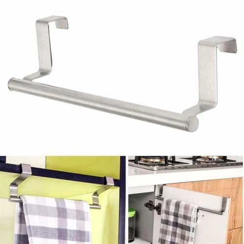 Práctico toallero de acero inoxidable para armarios de cocina (grande)