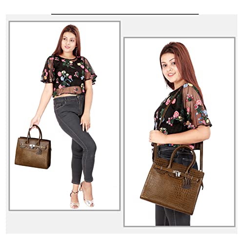 Image of RICHSIGN LEATHER ACCESSORIES Top-Handle Leather Women Handbag Shoulder Sling Ladies Purse Satchle Bags For Women Office Travel Daily Use