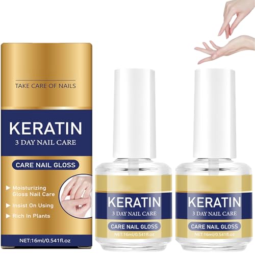 2Pcs Keratin Nail Care Oil Moisturizing Treatment for Strong Glossy Nails Aloe Vera & Lavender Cuticle Oil Repairs Dry Weak & Fragile Nails16ml/0.56oz