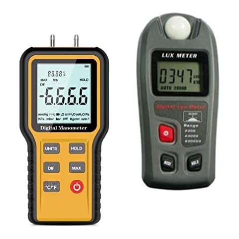 Product Image Manometer, Professional Air Pressure Meter & Leaton Digital Luxmeter Digital Illuminance Light Meter lux Meter Cover