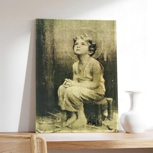 Idée cadeau déco chrétienne poster Jésus Christ enfant avec son cadre suspendu - 7