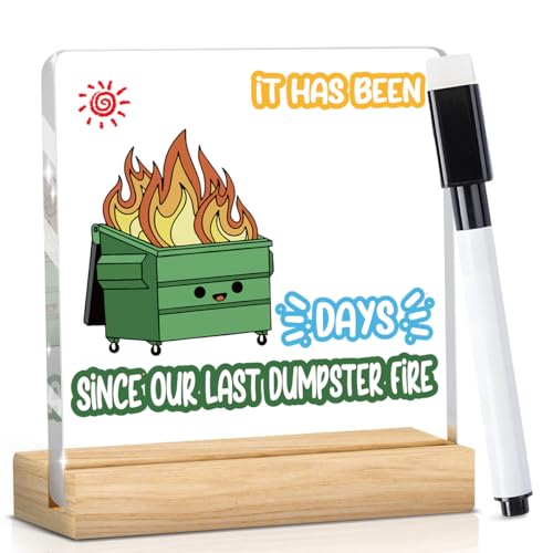 Funny Dumpster Fire Desk Accessories | 5 X 5 Inch Positive DIY Acrylic...