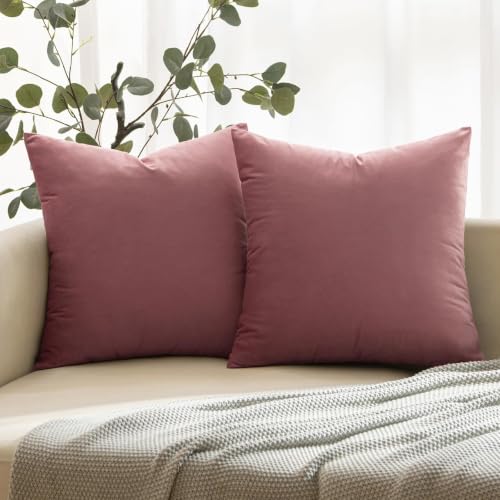 Image of 2 Piece Holland Velvet Cushion Cover, 12x12 inch | 31x31 cm | Rose Gold | Solid Plain Soft & Smooth. Decorative Pillow Cases for Living Room, Bedroom, Couches, Sofa, Bed & Home Decor