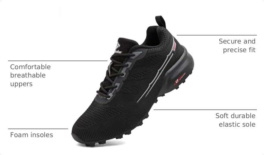 Image of Men's Trail Running Shoes Lightweight Breathable Walking Hiking Sneakers Outdoor Athletic Tennis Cross Training Shoes