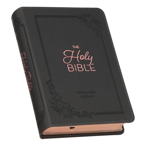 KJV Holy Bible, Compact Large Print Faux Leather Red Letter Edition Ribbon Marker, King James Version, Cobalt Gray (KJV Compact LP Editions)