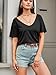Eachyes Womens Deep V Neck T Shirts Casual Short Sleeve Loose Fit Basic Fashion Tee Tops Black Medium