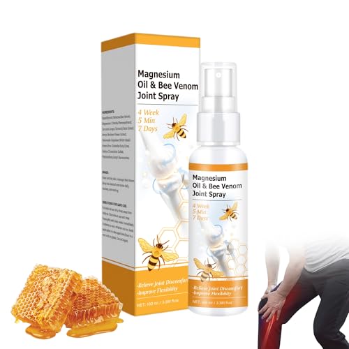 Loicwoo Magnesium Oil & Bee Venom Joint Spray Magnesium Spray Magnesium Joint Sprays for Relax Muscle Joints Bee Venom Sprays for Back Knee Hands Neck (1 PCS 100ML)