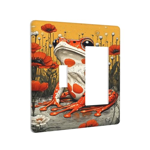 Decorative Outlet Covers Big Orange Frog Red Floral Wildflower 2 Gang 1 Gang Wall Plate Cover Single Toggle Rocker Combo Light Switch Cover Plate Face Plate