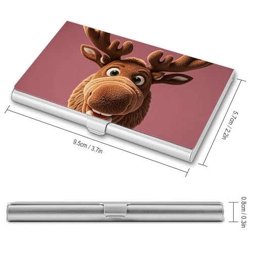 Slim Metal Business Card Holder - Funny Christmas Moose Head Aluminum Alloy Card Case with Buckle Closure, Holds 20 Cards & Cash, Professional Credit Card Size ID Holder for Men Women Gift2