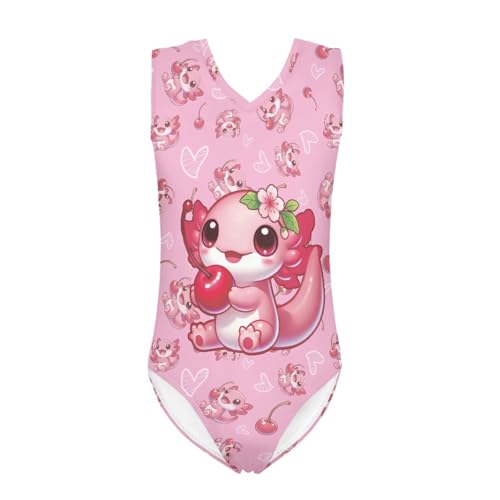 Image of Girls Cartoon Pattern One-Piece Swimsuits Sport Racer Swimwear Beach Bathing Suit, Size 5-14