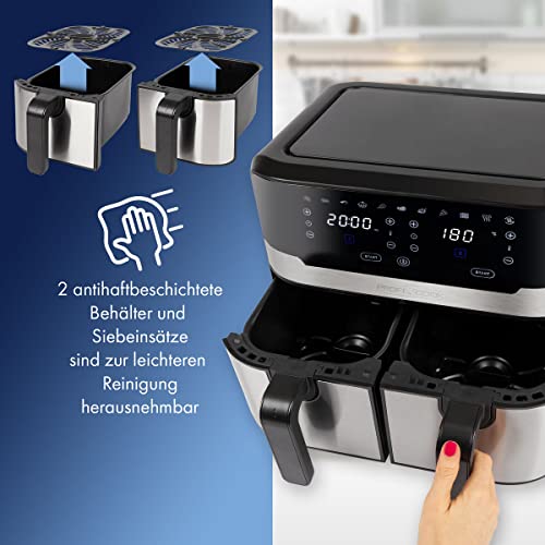 ProfiCook® Doppel-Heißluftfritteuse | 9 Liter | XXL Heißluftfritteuse Doppelkammer | Frittieren mit heißer Luft ohne zusätzliches Öl | 9 Programme | Air Fryer |Touchscreen | 2400 Watt | PC-FR 1242 H – Bild 4