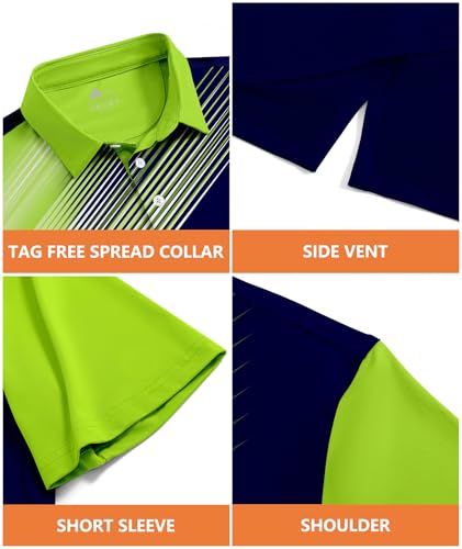 Mens Polo Shirts Short Sleeve Printed Quick‑Dry Golf Tops Blue and Green - image 5