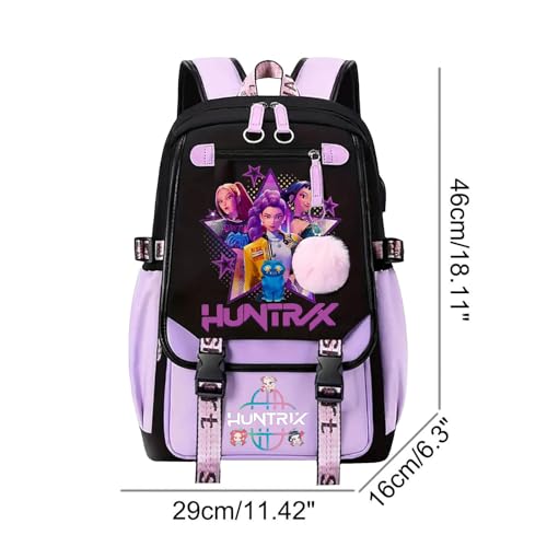 K-KPop D-D emon H-Hunters Cool Teen Character Cute Prints School Bag for Students Boys Girls Travel Vacation, Cool Rucksack for Schools, Daypacks with Zipper Lightweight and Stylish - Image 3