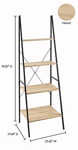 ClosetMaid 1312 4-Tier Wood Ladder Shelf Bookcase, Natural