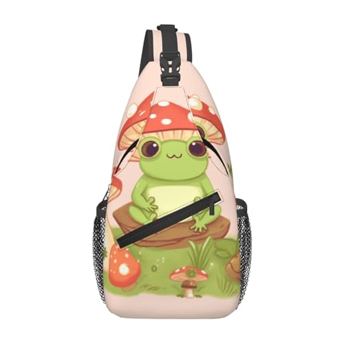 Bolso pechera pequeño unisex con diseño de ranas y hongos miniatura 2
