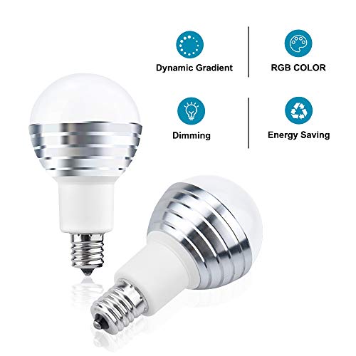 Bonlux 3W E17 Rgbw Color Changing Led Light Bulb A50, E17 Intermediate Base Dimmable Led Bulb 30W Halogen Equivalent With Remote For Holiday Stage Party Decoration Light, Rgb+Warm White 3000K, 2 Pack #TOP4