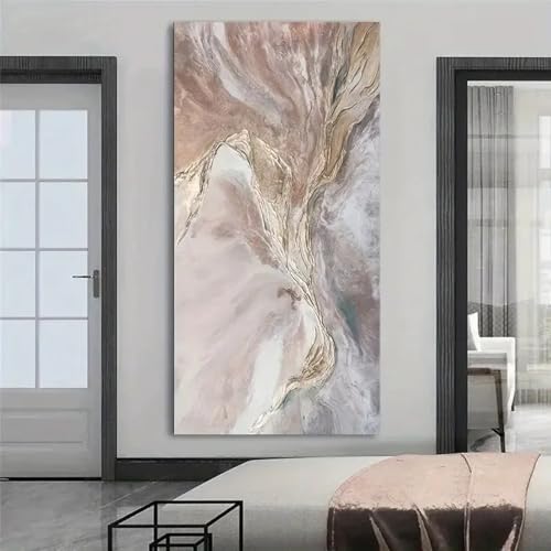 Toile murale abstraite 50x100 texture feuille d'or chic