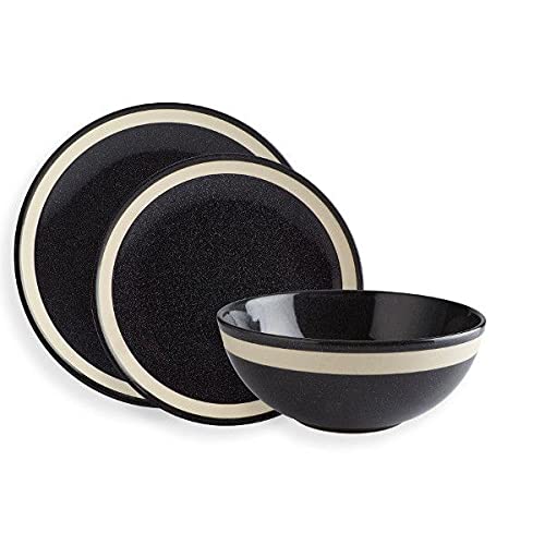 Neo Éléments de Table céramique noir service vaisselle 12 pièces complet