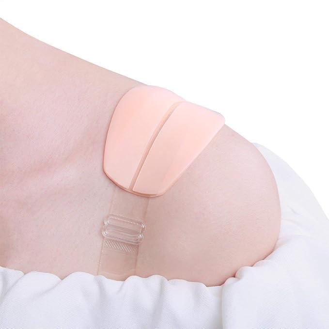 Women's Soft Silicone Bra Strap Cushions Holder Bra Set Strap Holder Light Weight Non-Slip Safe Shoulder Pads Free Size Comfortable Shoulder Pad Set for Women and Girls (2) Beige-image-14