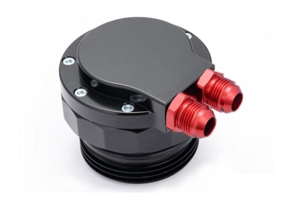 Tappo filtro dell'olio adattatore refrigeratore olio billet alluminio nero anodizzato olio Dash10 AN10 fino a 150 PSI testato compatibile con VW Audi Porsche 3.0l TDI EHVP EA897 10100108
