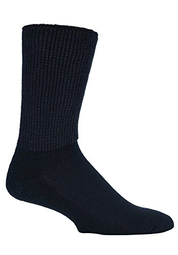 IOMI - 3 Pairs of Extra Wide Diabetic Socks for Swollen Legs in 2 Colours and 4 Sizes (10-12 US, Black)