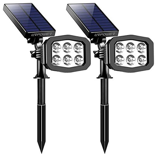 URPOWER Solar Lights Outdoor, Upgraded 2 Modes Solar Lights 2-in-1 Waterproof Solar Spotlight Auto On/Off Solar Wall Lights Pathway Lights Landscape Lighting for Yard Garden Pool- Cool White (2 Pack)