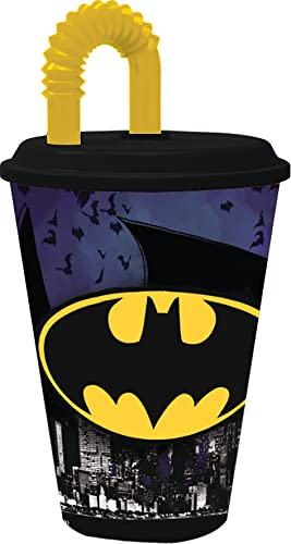 ALMACENESADAN, 4975 Batman Symbol, bestehend aus Becher mit Schaft 430 ml, wiederverwendbar, BPA-frei